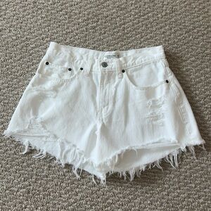 Abercrombie & Fitch White Distressed Denim Cutoff Shorts
